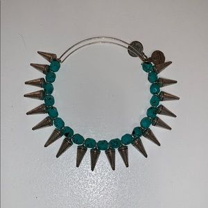 Spiked blue and black beaded Alex and Ani bracelet